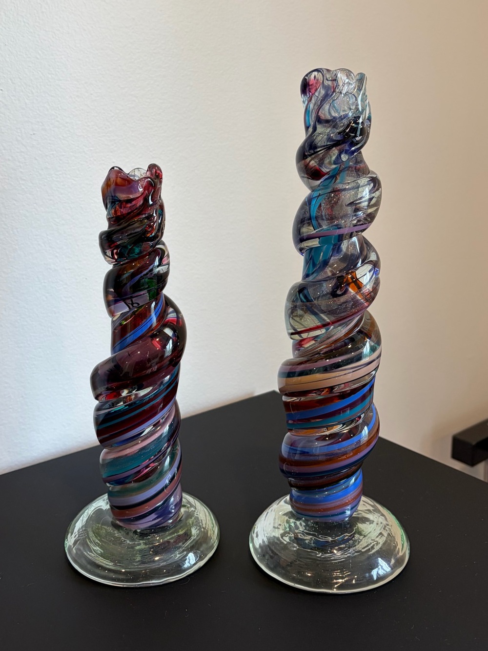 David Goldhagen handblown candle holders 1993 - Set of 2